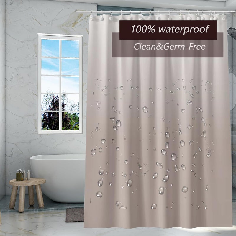 TIKABC Gradient Begie Shower Curtain Liner, 4G PEVA Shower Liner, Plastic Waterproof Shower Curtains, 72x72 inch with Grommet Holes 3 Magnetic Weights… - Image 2